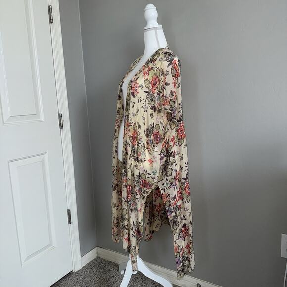 Aratta Silent Journey Hand-Beaded Floral Kimono Duster Topper Open Boho FLAWED - Picture 14 of 14
